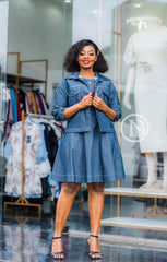 Elegant denim dress with jacket