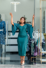 elegant green midi dress