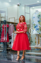 Elegant red midi dress