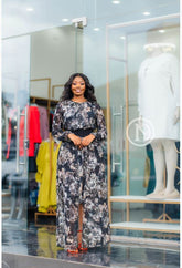 Elegant black floral maxi dress
