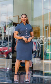 Elegant navy blue sheath dress
