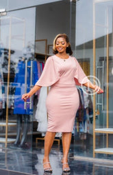 Elegant soft pink sheath dress