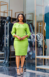 Elegant lime green sheath dress