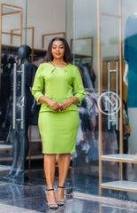 Elegant lime green sheath dress
