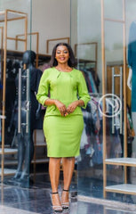 Elegant lime green sheath dress