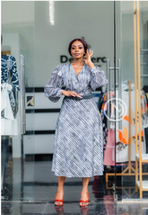 Elegant gray midi dress