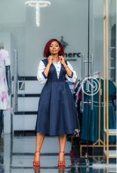 Elegant navy blue skater dress