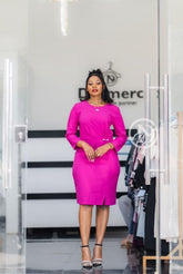 Elegant vibrant pink sheath dress