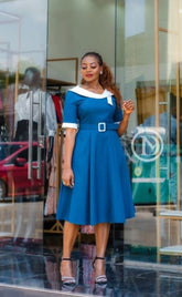 Elegant star command blue official skater dress