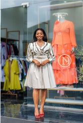 Elegant beige skater dress