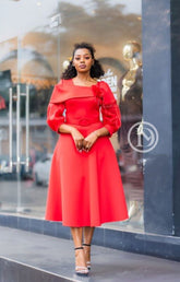 Elegant red midi dress