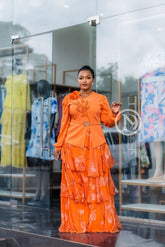 Elegant orange maxi dress