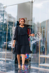 Elegant black skater dress