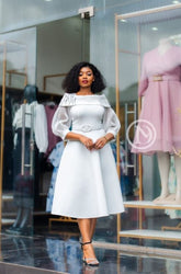 Elegant white midi dress