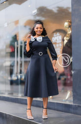 Elegant black midi dress