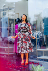 Multi-colored chiffon dress