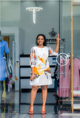 Elegant shift dress with artistic print