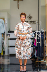 Elegant multicolor pleated midi dress