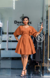 Elegant brown skater dress