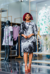 Elegant black and grey shift dress