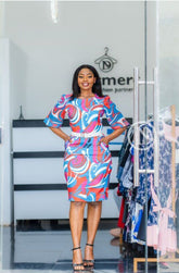 Elegant multicolored sheath dress