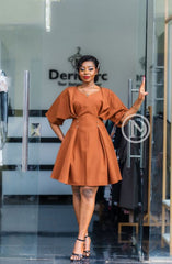 Elegant brown skater dress