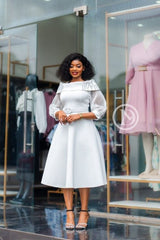 Elegant white midi dress