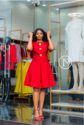 Chic vibrant red skater dress