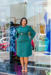 Elegant green office dress