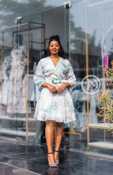 Elegant abstract print skater dress