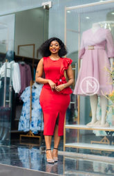 Elegant red bodycon dress