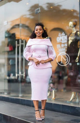 Elegant pink peplum bodycon dress