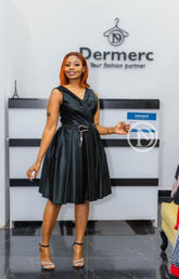 Elegant classic black skater dress