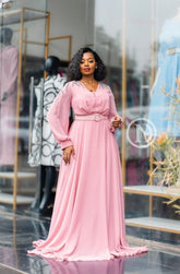 Elegant pink maxi dress