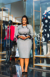Elegant houndstooth pencil dress