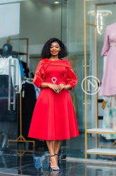Elegant red midi dress