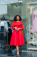 Elegant red midi dress