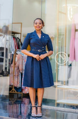 Elegant navy blue official skater dress