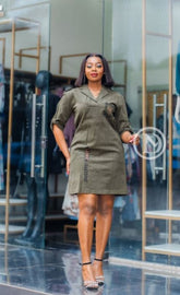 Elegant olive green dress