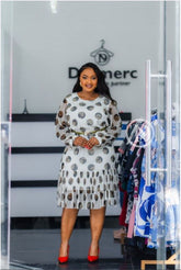 elegant white sheer dot patterned dress