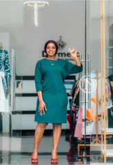 Elegant deep-teal shift dress