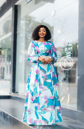 Vibrant blue floral maxi dress