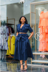 Elegant navy blue skirt suit