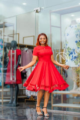 Vibrant red skater dress
