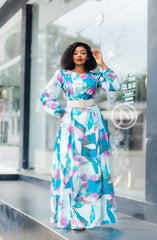 Vibrant blue floral maxi dress