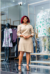 Elegant beige shift dress