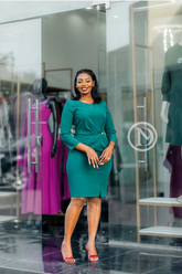 elegant green sheath dress