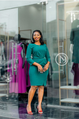 elegant green sheath dress