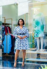 Geometric print skater dress
