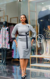 Elegant houndstooth pencil dress